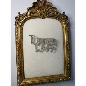Vintage Tupperware Rhinestone Script Brooch Silver Tone Logo Pin Jewelry Kitsch